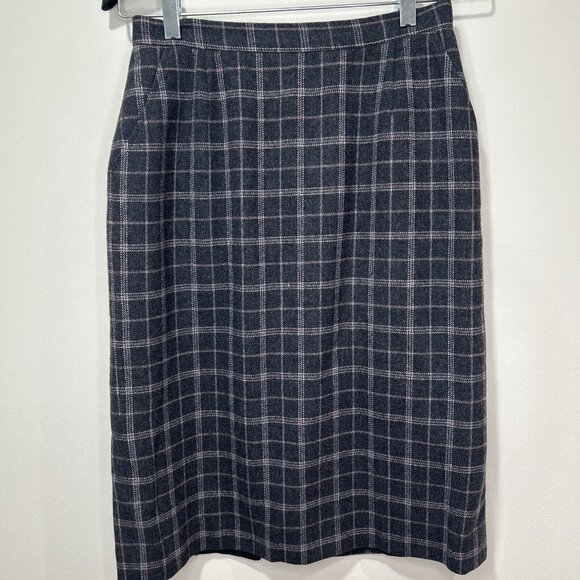 Pendleton Dresses & Skirts - Vintage Pendleton Pencil Skirt Size 8 Petite Plaid 100% Virgin Wool Lined